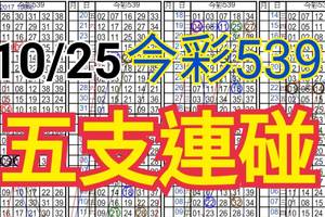 10/25 今彩539 自創版路  五支連碰 供您參考 !