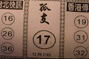 12月21日六合彩（香港傳真，台北快訊，本期冷門，不出牌期期過關）參考看看。