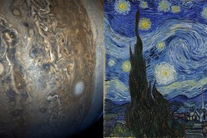 NASA捕捉木星最大風暴　環繞亂流「撞畫」梵谷星夜