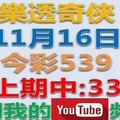 樂透奇俠-11月16日今彩539號碼預測-上期中33