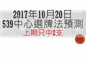 今彩539中心選牌法2017年10月20日預測分析 K線持續探底保守應對