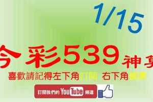 [今彩539神算] 1月15日 5支 單號定位 雙號 拖牌