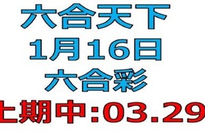 六合天下-1月16日六合彩號碼預測壹-上期03.29