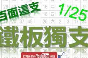 鐵板六合彩 1月25日 鐵板獨支 百面這支 版路