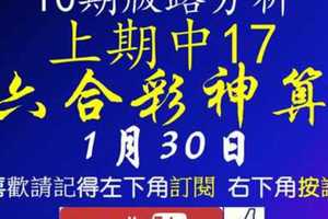 [六合彩神算] 1月30日 上期中17 2支 10期版路分析