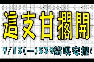 7月13日(一) 這支甘擱開 539讚嘎安捏！今彩539專業版路 大公開分析號碼版！