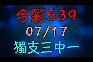 【 今彩539 】 07/17 - 07/18 獨支三中一 推薦號碼版路 | 六合神主牌