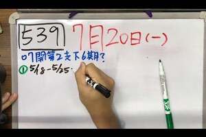 7月20日(一) 雙獨支！今彩539號碼 珍藏版路！