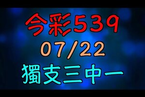 【 今彩539 】 07/22 - 07/23 獨支三中一 推薦號碼版路 | 六合神主牌