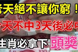 老天絕不讓你窮！這些生肖，今天不中3天後必中，不拿頭獎就是不行！