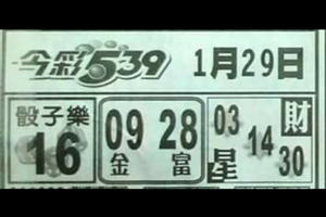 1/29今彩539~財星~參考。祝進財