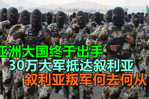 亚洲大国终于出手，30万大军抵达叙利亚，叙利亚叛军何去何从？