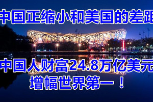 中国正缩小和美国的差距，中国人财富24.8万亿美元，增幅世界第一！