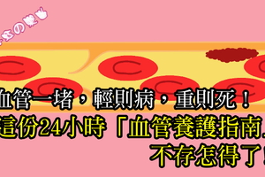 血管一堵，輕則病，重則死！這份24小時「血管養護指南」不存怎得了!!