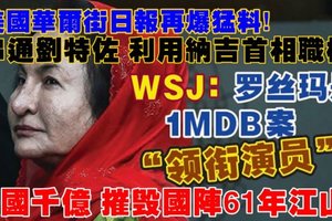 【大馬】全國大逮捕前夕，華爾街日報再爆猛料：是她串聯劉特佐，利用納吉首相職權竊國千億，拖垮國陣江山羅斯瑪才是第一女主角