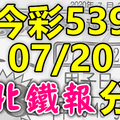 今彩539 2020/07/20 台北鐵報分享 供您參考