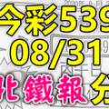 今彩539 2020/08/31 台北鐵報分享 供您參考