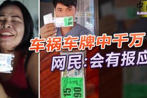 车祸车牌中千万 网民：会有报应