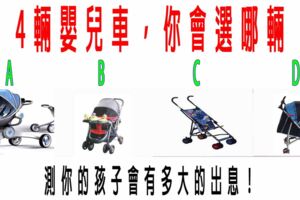 心理測試：4輛嬰兒車，你會選哪輛？測你的孩子會有多大的出息！