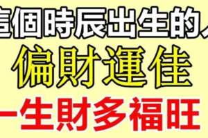 這個時辰出生的人偏財運佳，一生財多福旺