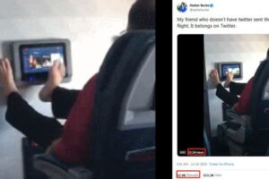 惡心！一男子乘飛機赤腳操作機上屏幕惹爭議