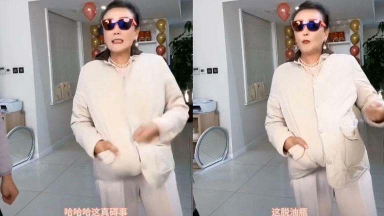 張蘭直播中假扮孕婦狠捶孕肚,飆罵礙事、拖油瓶。(圖/翻攝自微博) 張蘭直播中假扮孕婦狠捶孕肚,飆罵礙事、拖油瓶。(圖/翻攝自微博)
