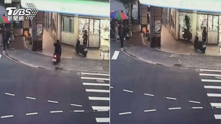 機車騎士撞進超商內。(圖/TVBS) 機車騎士撞進超商內。(圖/TVBS)