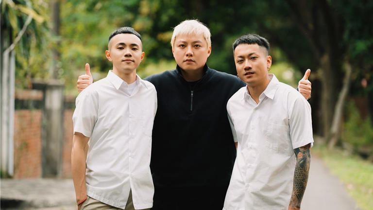 歐吉虎將於21日發行單曲〈酒澆地板〉。左起政賢、歐吉虎、五木。(混血兒娛樂提供) 歐吉虎將於21日發行單曲〈酒澆地板〉。左起政賢、歐吉虎、五木。(混血兒娛樂提供)