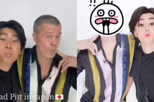 布萊德彼特跟日本男偶像玩拍貼！ 「全臉變形」本人嚇壞：歐買尬