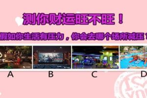假如你生活有壓力，你會去哪個場所減壓？測你財運旺不旺