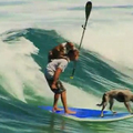 會玩！澳男子帶狗狗一起衝浪躥紅網路！