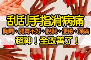 刮刮手指就可改善 ：心慌、脾胃不好、脫髮、便秘、暈車、偏頭痛……超有效！