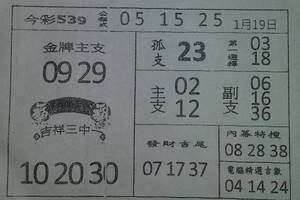 1/19今彩539參考>>>祝大家殺豬成功