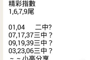 1/29今彩539指數1.6.7.9尾