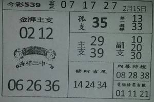 2/15今彩539參考看看
