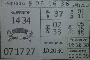 2/20今彩539參考看看