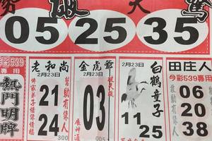 2/23今彩539>>>台北鐵報、黑鷹彩報、公益彩報、福氣539>>>參考看看