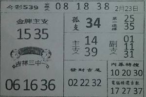 2/23今彩539參考看看