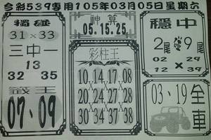 3/5今彩539參考看看