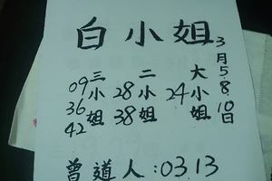 3/10白小姐>>>六合彩參考看