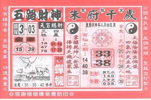 3/12朱府千歲>>>>六合彩參考看