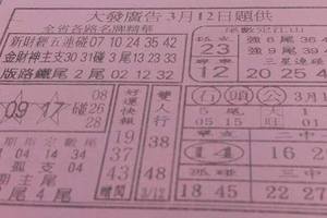 3/12大發廣告>>>六合彩參考看
