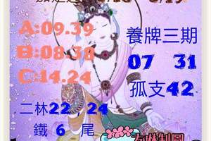 3/19茄萣週牌>>>六合彩參考看