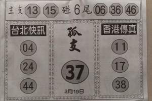 3/19台北鐵報>>>六合彩參考
