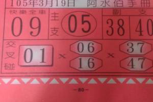 3/19 阿水伯手冊>>>>六合彩參考