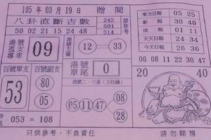 3/19八卦直斷吉數>>>>六合彩參考看