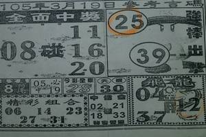 3/19今彩539參考看>>>祝大家今晚上中頭獎