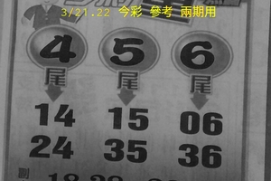 3/21~3/22今彩539>>>今彩重點>>>4尾、5尾、6尾>>參考看