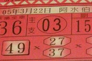3/22阿水伯手冊>>>六合彩參考看看