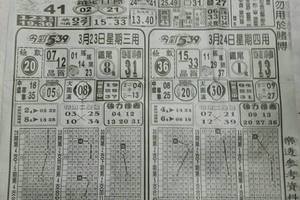 3/24圓報大樂透~參考看看